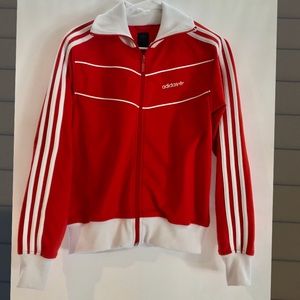 red adidas originals zip up jacket sweatshirt